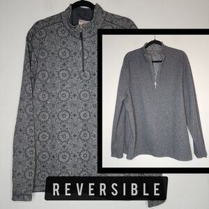 Sable & Stone Reversible 1/4 zip pullover lightweight sweatshirt XXL grey cotton